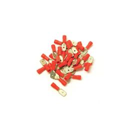 100 COSSES ROUGES PLATES MÂLE PRÉ-ISOLÉES - SECTION CÂBLE : 0,25-1,65 mm² (DIAMÈTRE FIXATIONS : 6,3 mm)